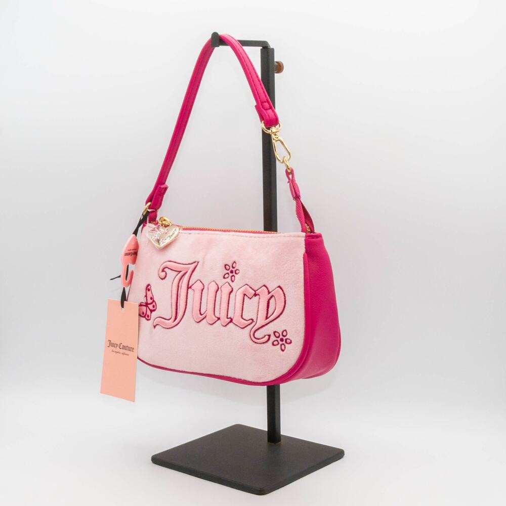 NEW JUICY COUTURE Flamingo Pink Convertible Wristlet "Wing It" Shoulder Bag